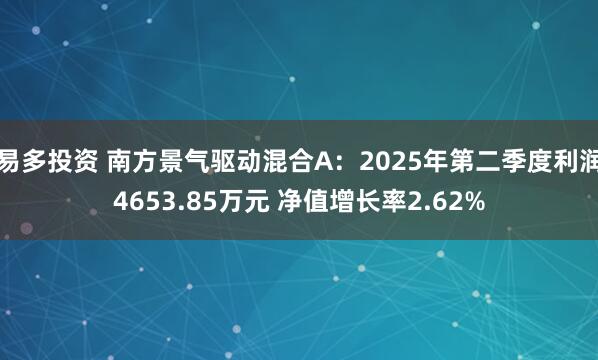 易多投资 南方景气驱动混合A：2025年第二季度利润4653.85万元 净值增长率2.62%